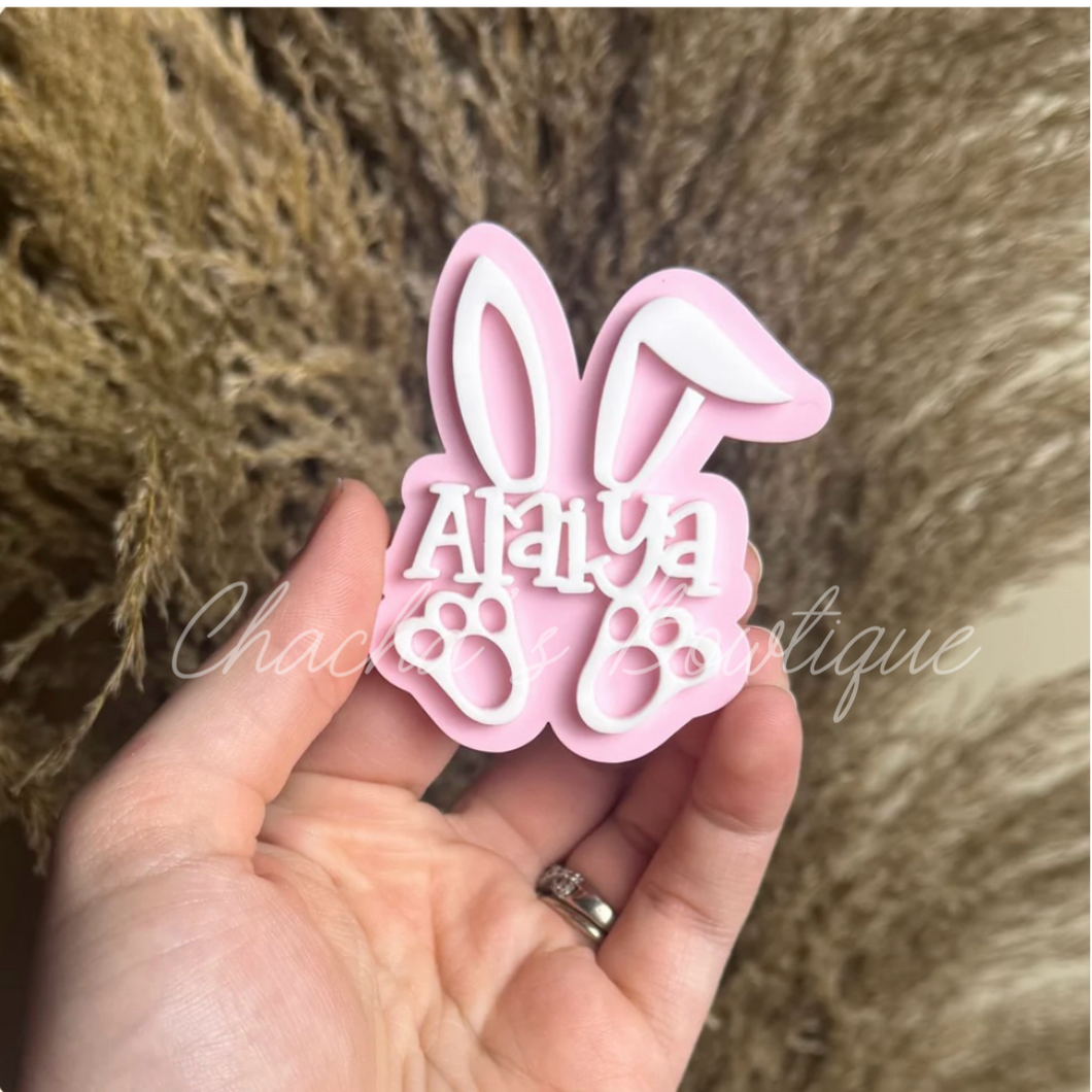 Personalized Pink Bunny  || Clip